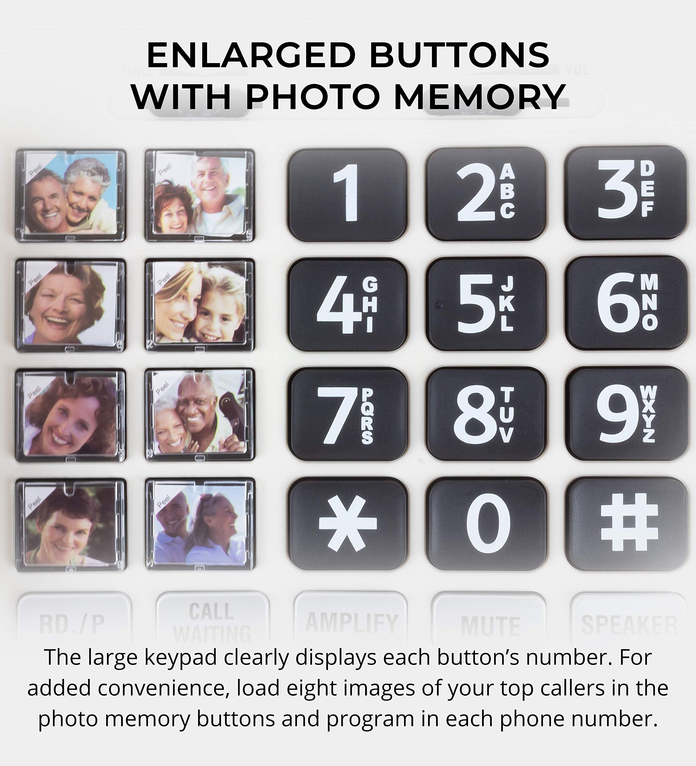 Clear Sounds CSC500 Amplified Landline Phone with Speakerphone and Photo Frame Buttons - Up to 30dB Amplification, T-Coil Hearing Aid Compatible