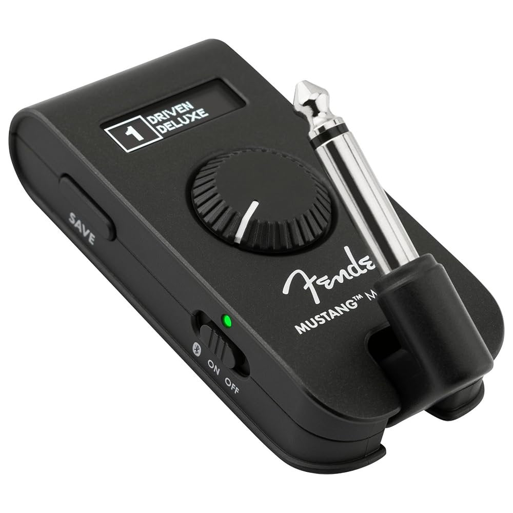 Fender Mustang Micro Plus Headphone Amplifier Bundle with 12x Guitar Picks and Instrument Polishing Cloth - Rechargeable Battery, Bluetooth Audio Streaming and 50 Amp and Effects Models
