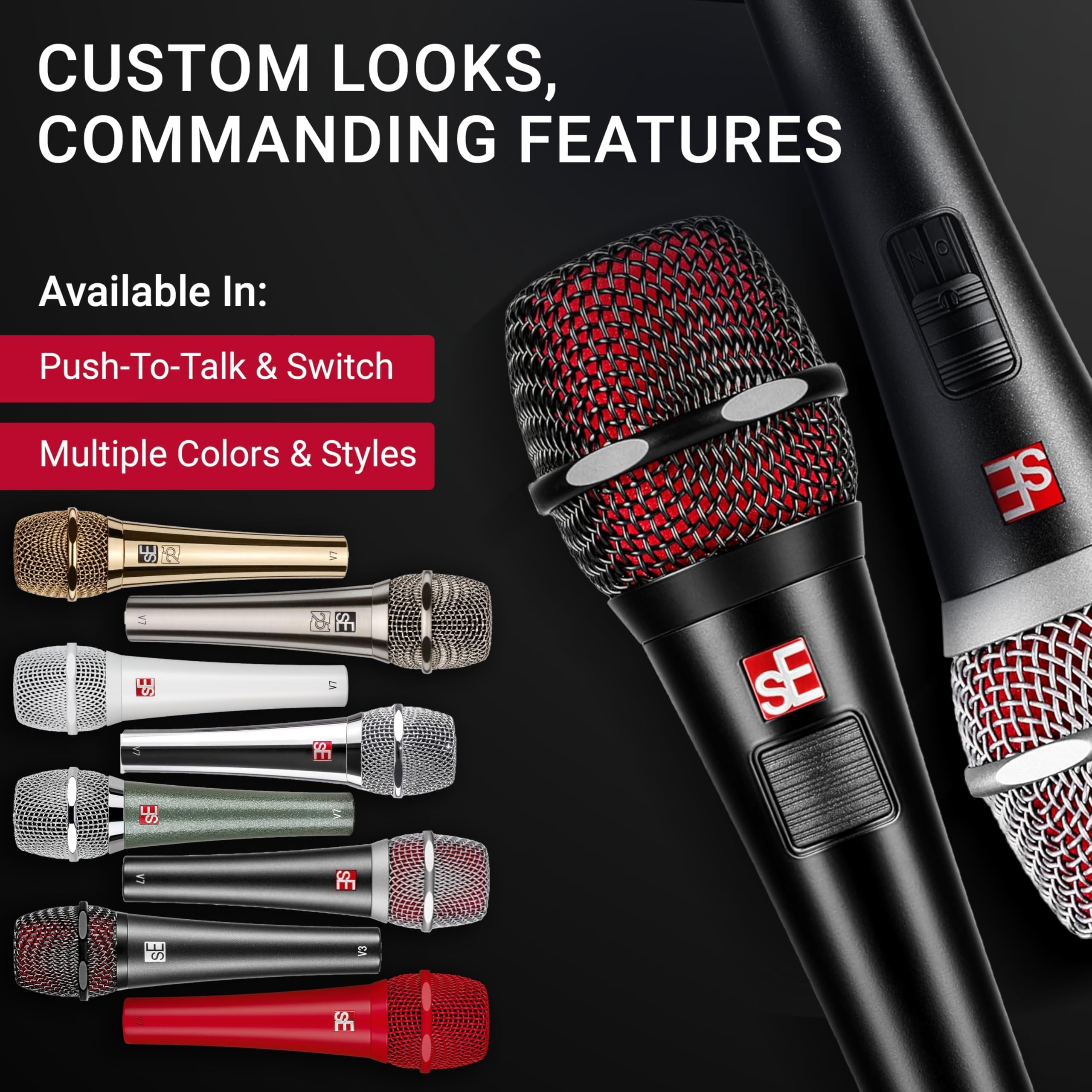 SE ELECTRONICS V7 Dynamic Microphone for Singing, Speech & Studio Recording - XLR Handheld Professional Microphone with Supercardioid Aluminum Voice Coil for Huge Gain Before Feedback - Gold