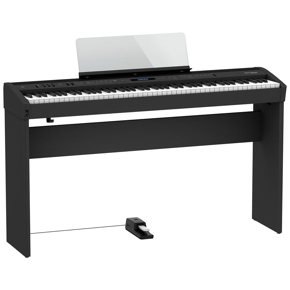 Roland FP-60X Digital Piano Black Bundle with Sustain Pedal & Polishing Cloth – Portable 88-Key Piano with SuperNATURAL Sound Engine, Bluetooth Connectivity & Built-In Stereo Speakers