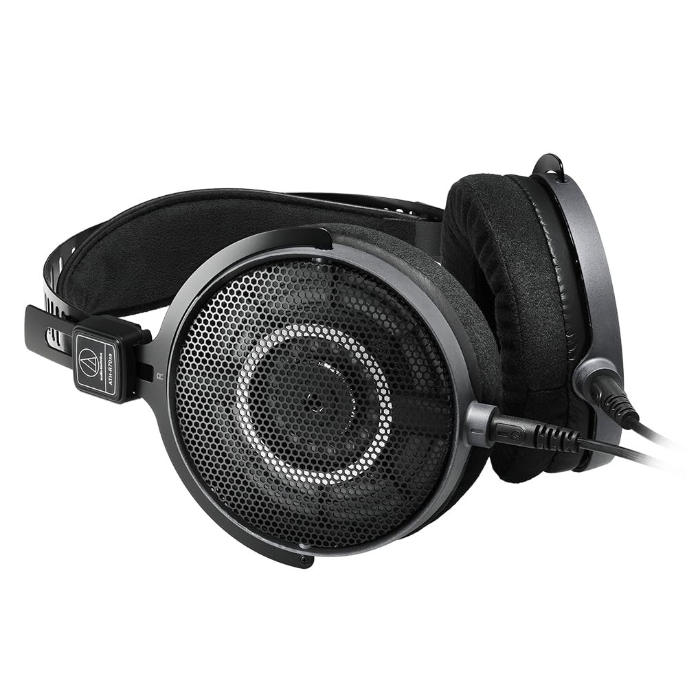Audio-Technica ATH-R70xa Professional Open-Back Reference Headphones Bundle with 25ft Pig Hog Headphone Extension Cable (1/4") & Polishing Cloth – Studio Monitoring, Mixing & Critical Listening
