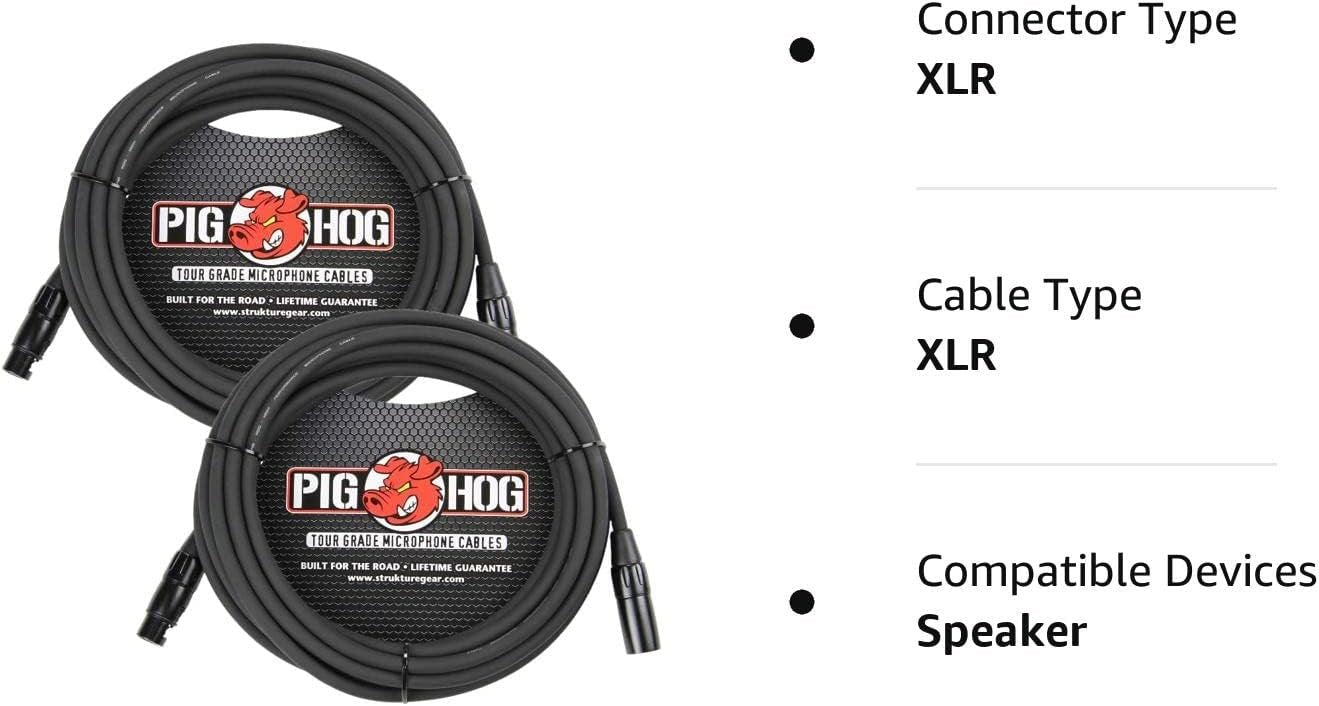 Pig Hog PHM50 Series 50' XLR Microphone Cables 2-Pack