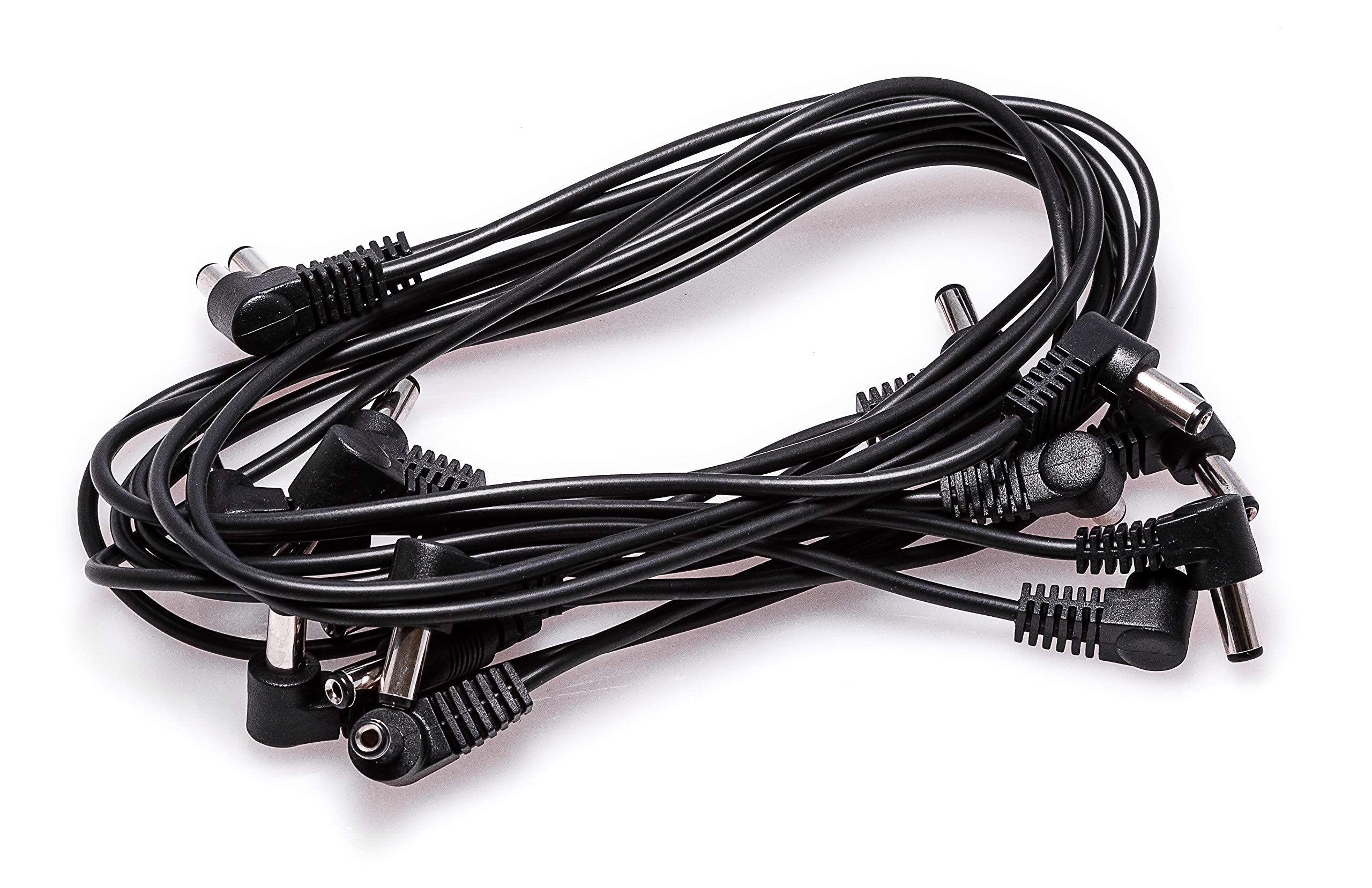 Voodoo Lab Pedal Power DC Cable 8-Pack (PPPK-8) - 6 x 18" and 2 x 24" Cables with 2.1mm Right Angle to Straight Black Barrel Plugs for Guitar Pedals