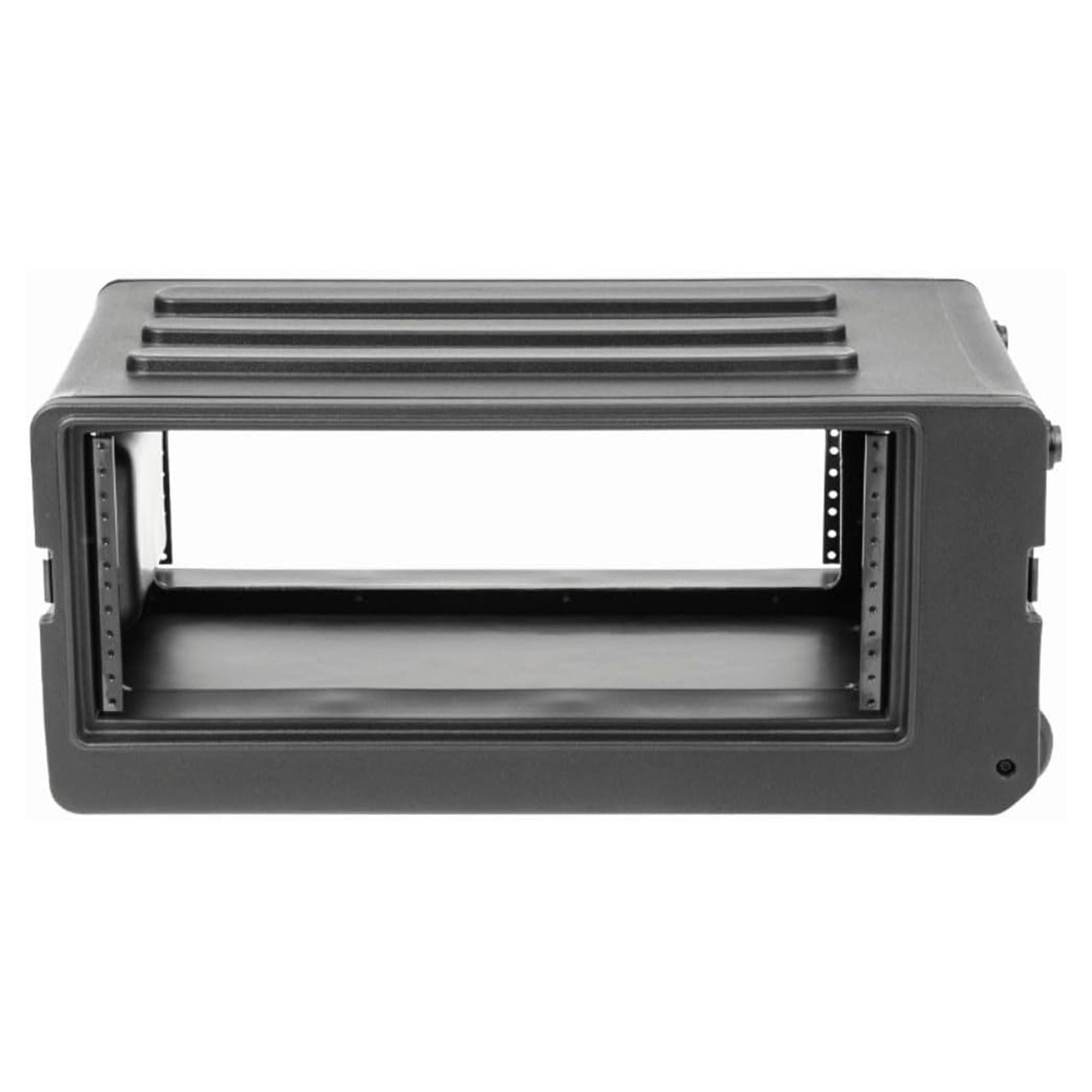 SKB 4U rSeries Shallow Rolling Rack with Integrated Back Wheels and 1-Touch Pull Handle, Comes with 8 Rack Units and Interlocking Molded Stacking Bars