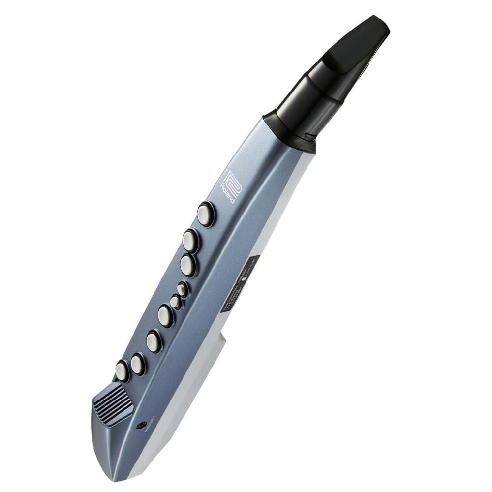 Roland AE-01 Aerophone Mini Digital Wind Instrument Blue Bundle with 10ft Pig Hog Black Woven Instrument Cable & Polishing Cloth – Compact Electronic Wind Controller with Built-In Sounds