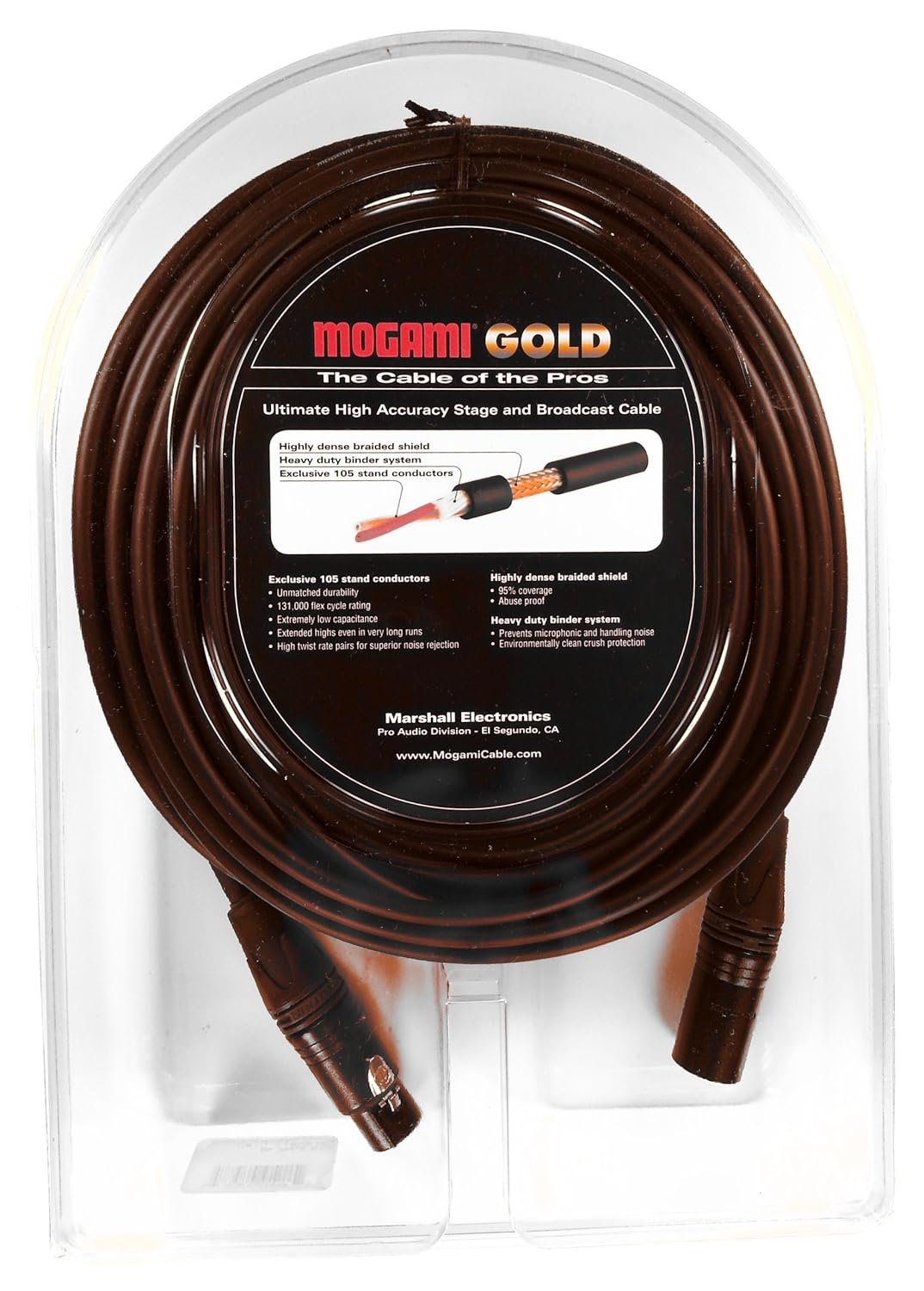 Mogami Gold STAGE Series XLR Microphone Cable, 3-Pin, XLR-F to XLR-M