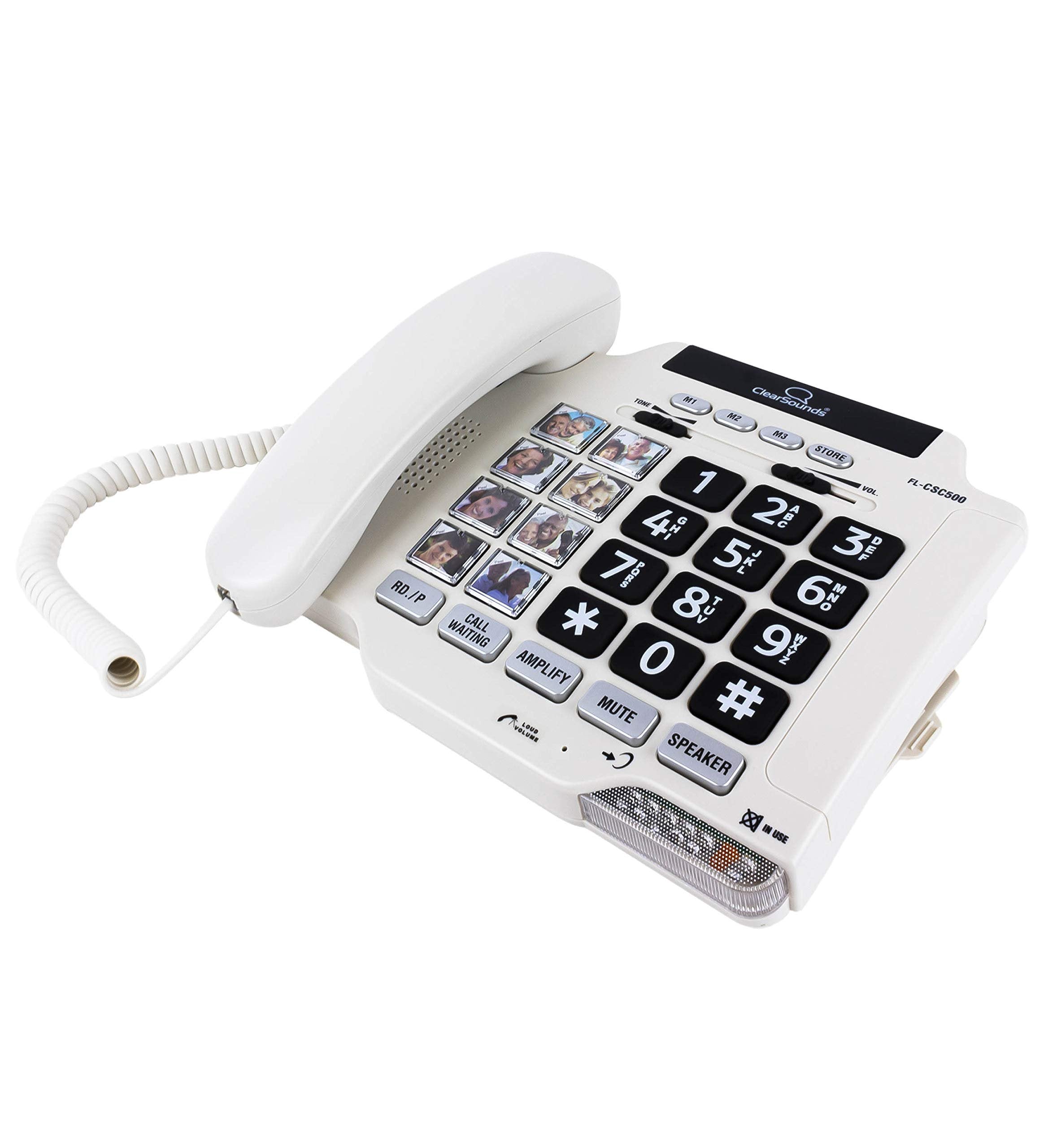 Clear Sounds CSC500 Amplified Landline Phone with Speakerphone and Photo Frame Buttons - Up to 30dB Amplification, T-Coil Hearing Aid Compatible