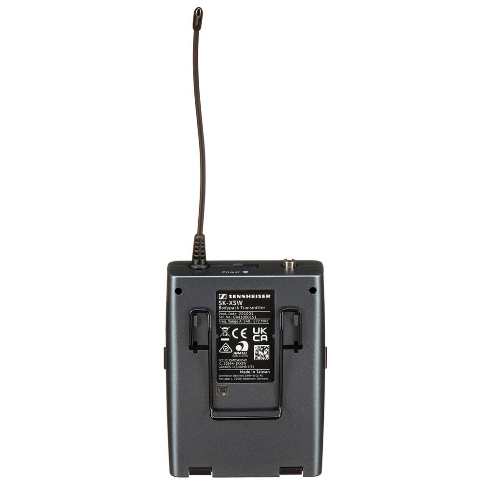 Sennheiser SK XSW Wireless Bodypack Transmitter – A Range Bundle with 4X Blucoil AA Batteries & Polishing Cloth – Rugged Design, Secure Transmission, and Extended Battery Life, (SK-XSW-A),Black