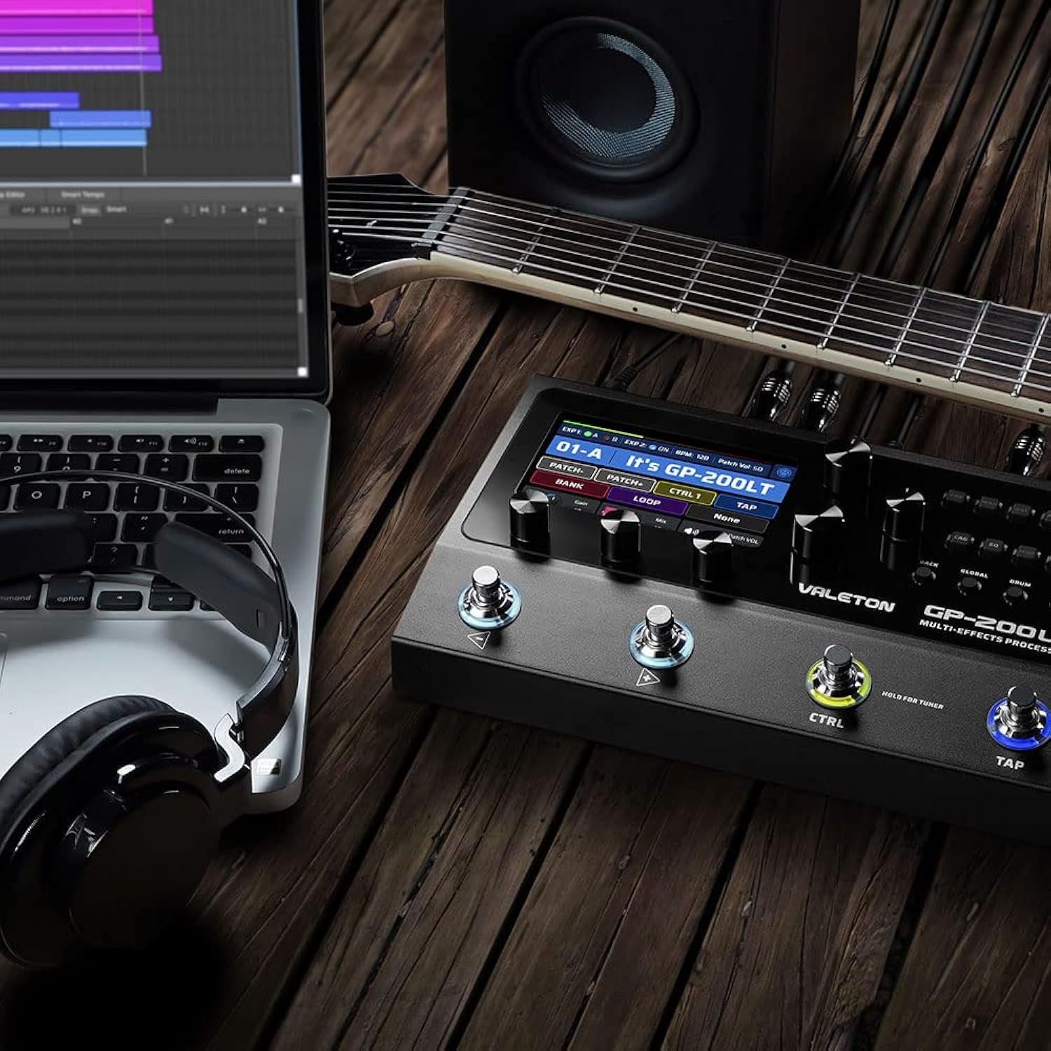 Valeton Multi Effects Pedal Multi Effects Processor Guitar Effects Pedal Bass Pedal Amp Modeling IR Cabinets Simulation Multi-Effects with FX Loop MIDI I/O Stereo OTG USB Audio Interface GP-200LT
