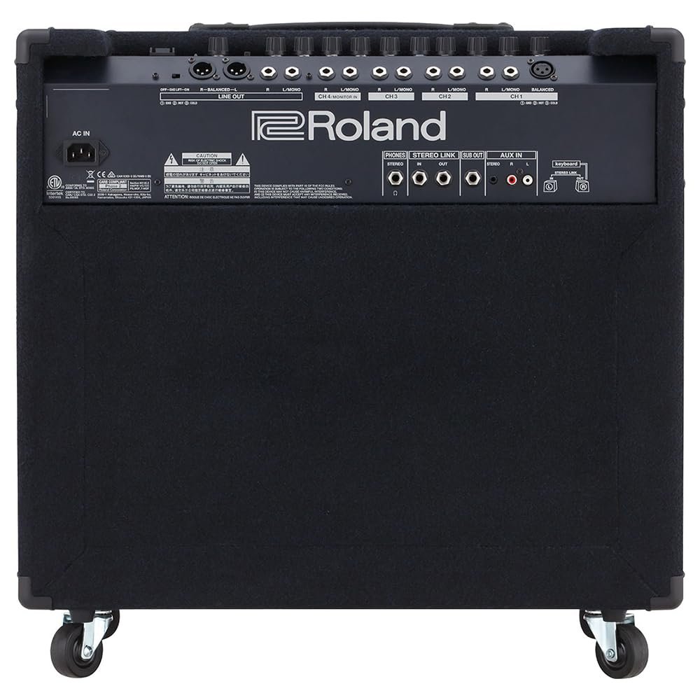 Roland KC-600 4-Channel Stereo Mixing Keyboard Amplifier Bundle with 25ft Pig Hog 9.2mm Speaker Cable & Polishing Cloth – 200-Watt Power, 15" Woofer, Versatile Inputs, Stage-Ready Performance