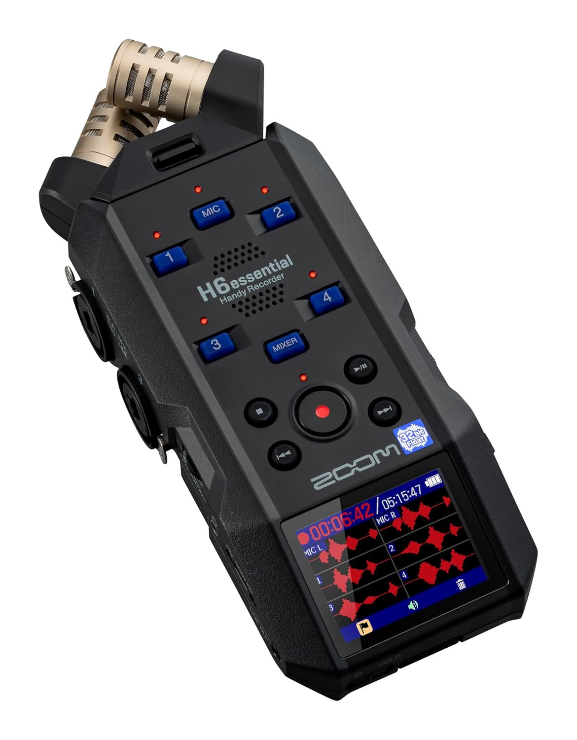 Zoom H6 Essential Handheld Recorder for Musicians, Podcasters & Filmmakers with Stereo Microphones, 4 XLR/TRS Inputs, 6 Tracks of 32-Bit Float Recording, & USB Audio Interface