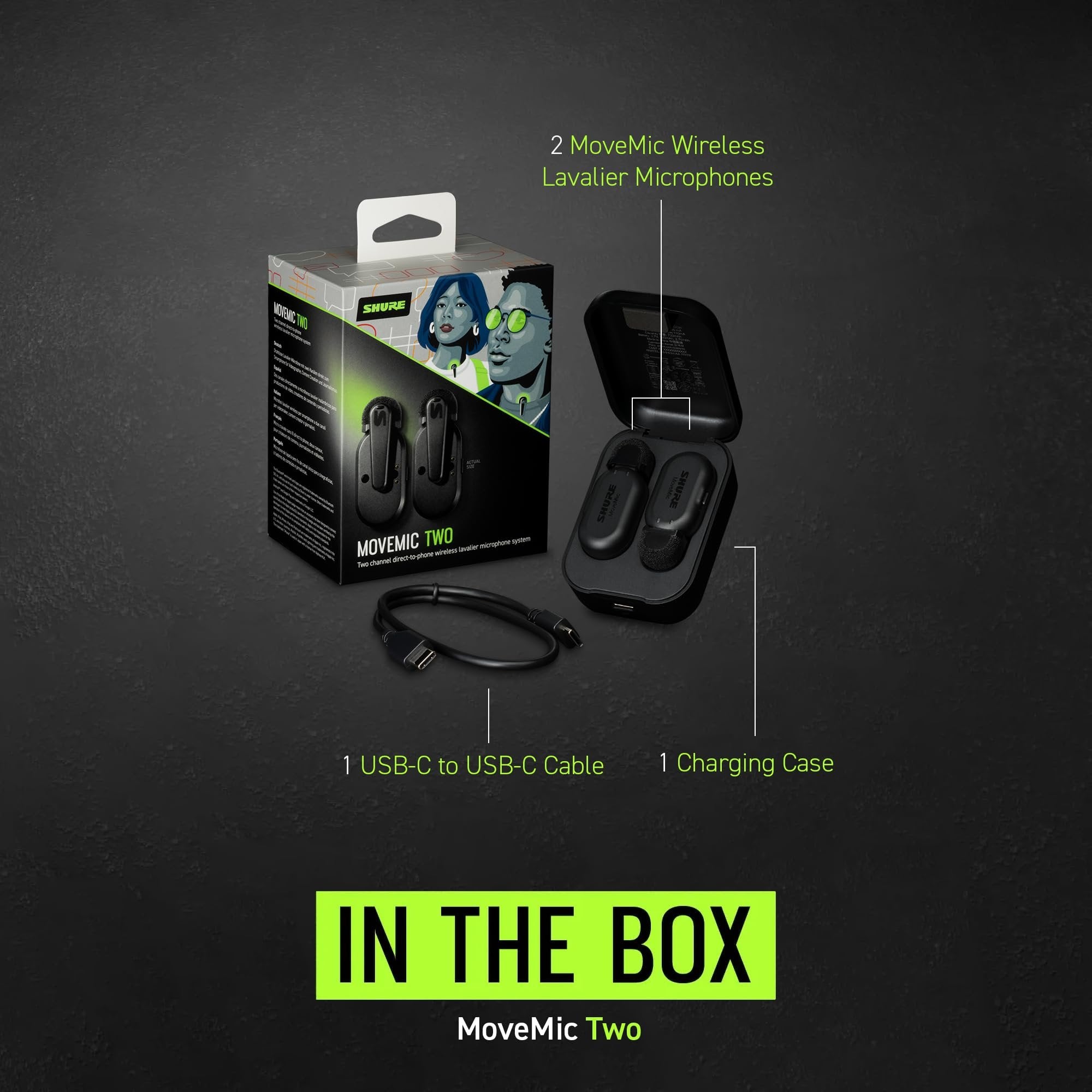 Shure MoveMic One - Pro Direct to Phone Wireless Lavalier Microphone for iPhone & Android, Bluetooth Mini Mic, 24 Hours Charge, Quick Set Up, IPX4, Compact & Portable Clip Lav (MV-ONE-Z7)