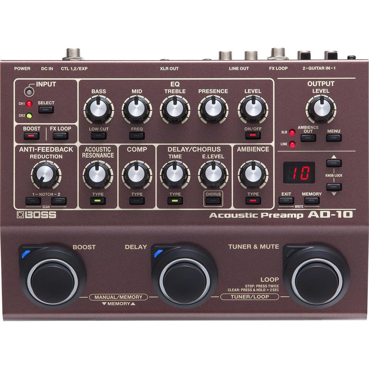 BOSS Acoustic Guitar Hardware (AD-10), Brown, Standard