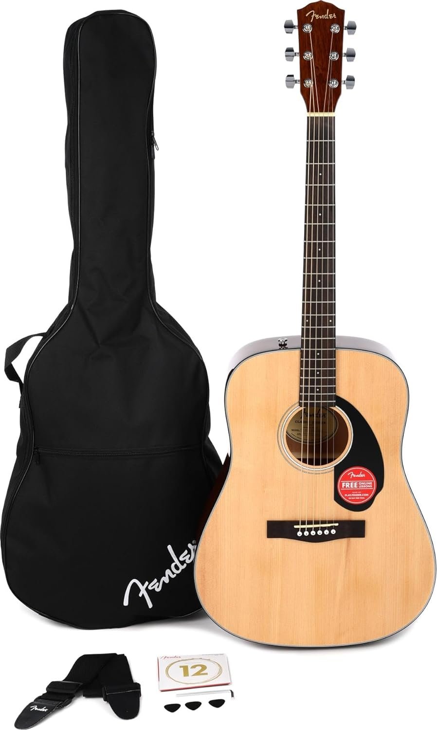 Fender CD-60 Dreadnought Acoustic Guitar V3 with Case, Walnut Fingerboard, Black, 0970110206