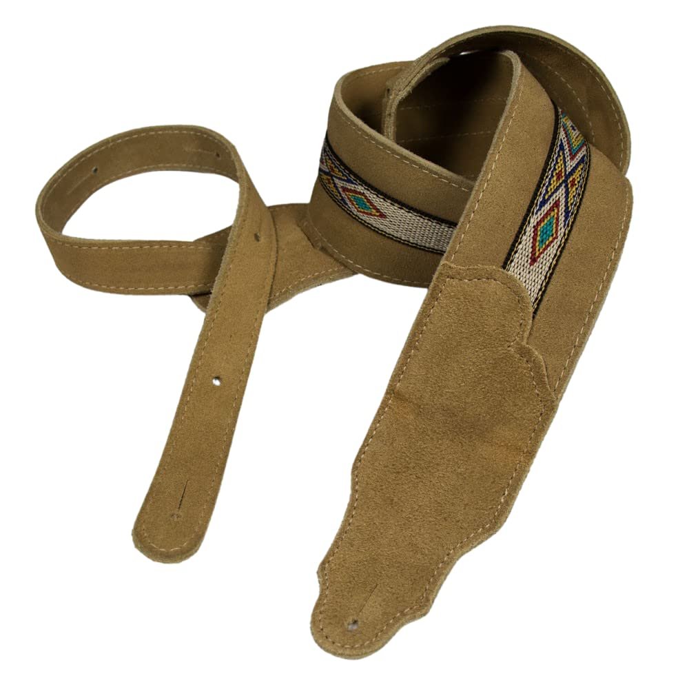 Franklin Strap 2.5" Original Suede with Suede Backing and Southwest Hitch Weave Guitar Strap