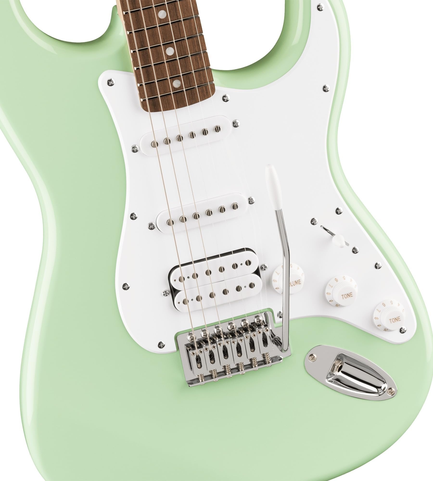 Fender Squier Sonic Stratocaster HSS Electric Guitar, Laurel Fingerboard, White Pickguard - Surf Green