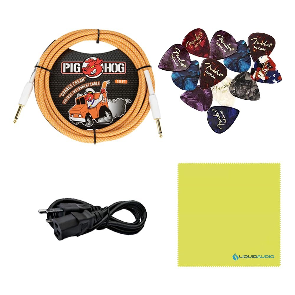 Orange Amps Rocker 15 1x10 15-watt Tube Combo Orange Bundle w/Pig Hog Orange Crème 2.0 Instrument Cable, Power Supply AC Adapter, 12x Fender Picks & Liquid Audio Polishing Cloth