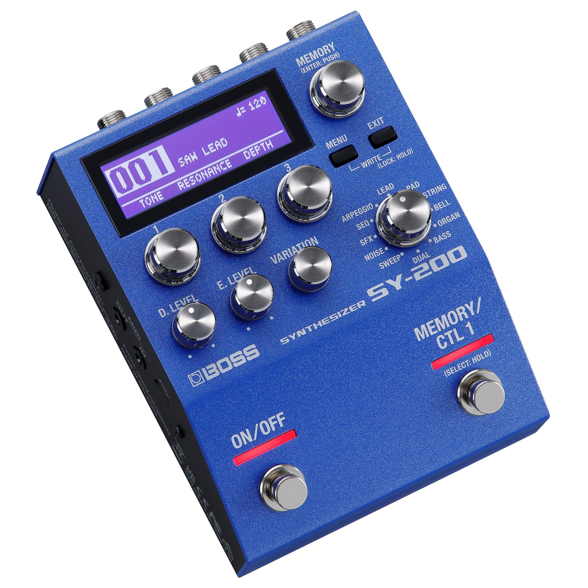 BOSS SY-200 SYNTHESIZER EFFECTS PEDAL – Advanced BOSS Polyphonic Guitar Synth Technology in a Streamlined 200 Series Pedal for any Guitar or Bass – Full MIDI I/O – 128 Memories – 171 Synth Sounds