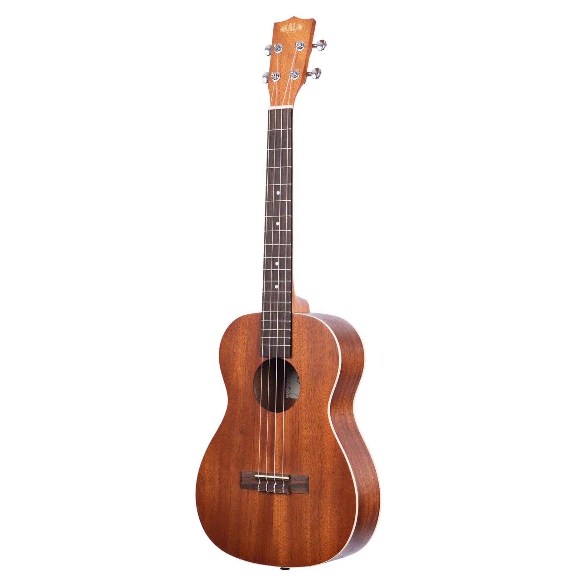 Kala KA-B Mahogany Baritone Ukulele Bundle with KALA Klipz Blue Clip-On Tuner & Polishing Cloth – All-Mahogany Construction, Warm Tone, Chrome Die-Cast Tuners, Ideal for Beginners & Pros