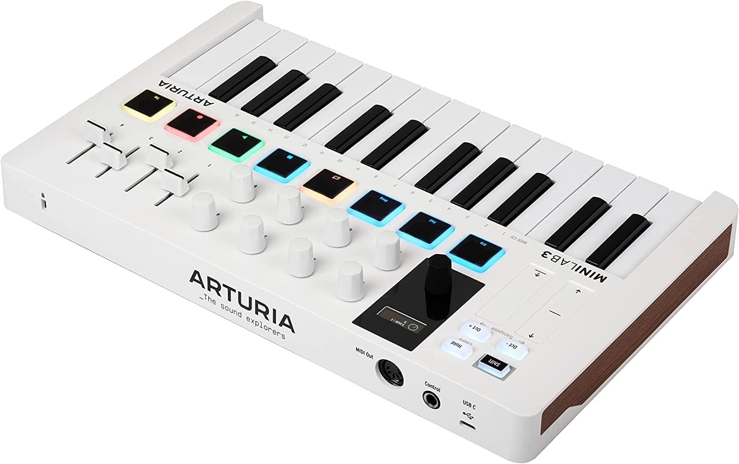 Arturia MiniLab 3 Portable 25-Key MIDI Keyboard Controller (White) with Pig Hog MIDI Cable, Polishing Cloth & Software Included