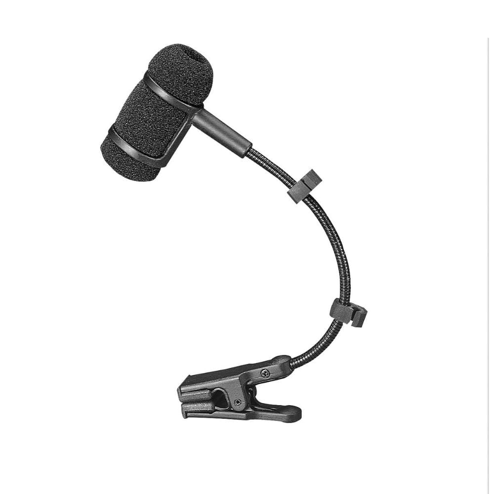 Liquid Audio Audio Technica PRO35 Cardioid Condenser Clip-on Instrument Microphone - Wired XLR Power Module Bundle w/Pig Hog PHM10 8mm XLR Mic Cable Polishing Cloth