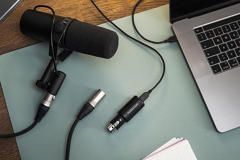 Shure MVX2U XLR-to-USB Interface with Headphone Jack, 60dB Gain, Zero-Latency Monitoring, 48V Phantom Power, ShurePlus App, USB-C Cable