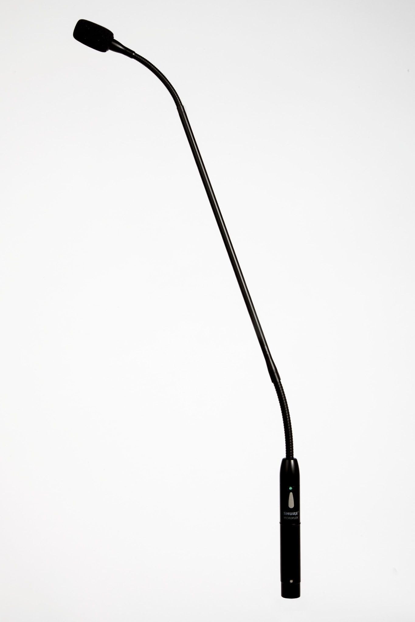 Shure Microflex MX418S/S Supercardioid Condenser Microphone, 18 Gooseneck with Attached XLR Preamp, Shock & Flange Mount, Snap-Fit Foam Windscreen, Mute Switch, LED Indicator