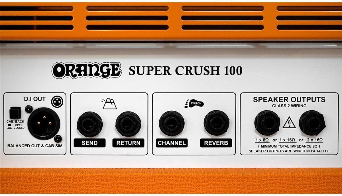 Orange SUPER-CRUSH-100-H Super Crush 100W Guitar Amplifier Head Bundle w/Pig Hog 10' Orange Creme 2.0 Guitar Bass Cable, Power Cable & Liquid Audio Polishing Cloth