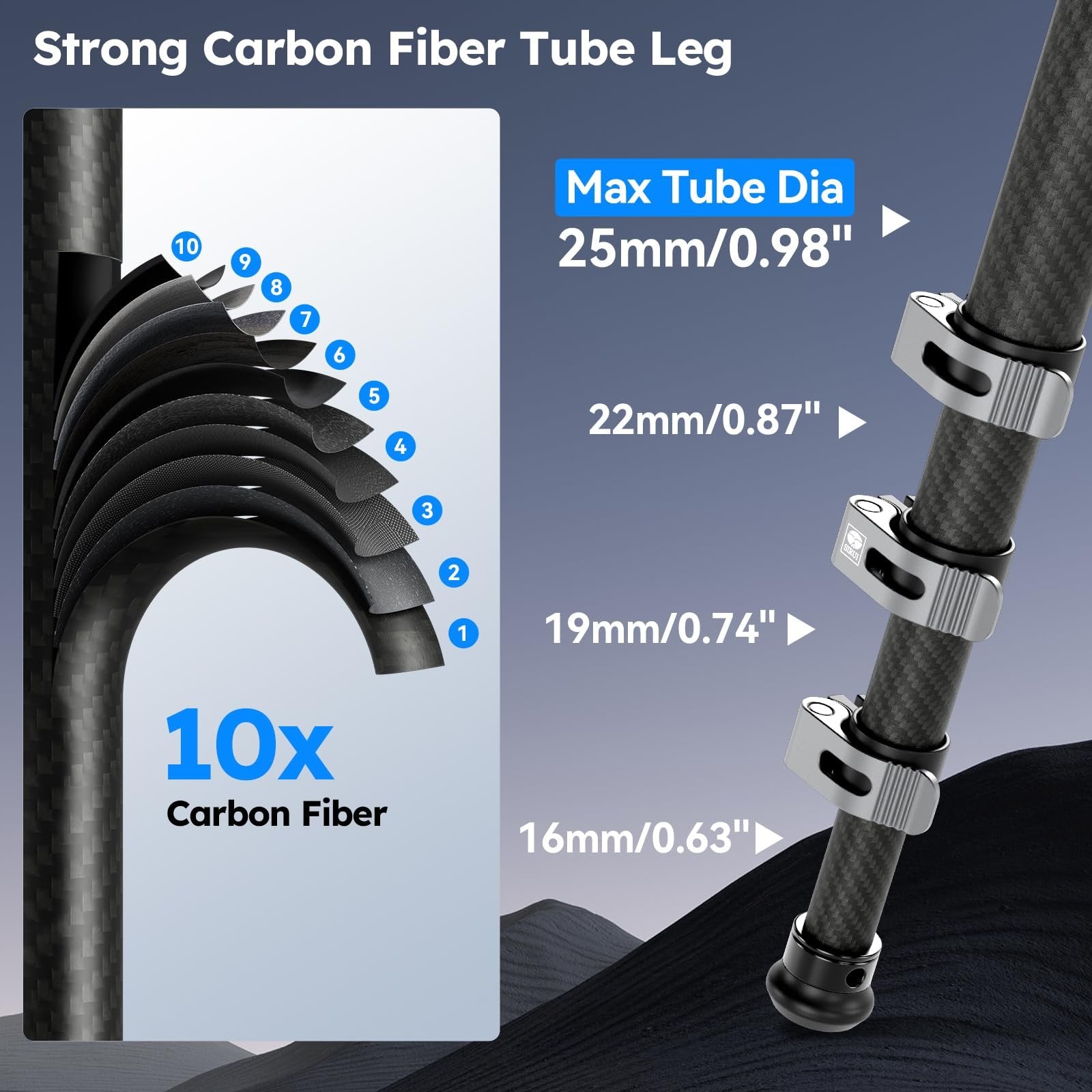 SIRUI Carbon Fiber Travel Tripod with Low Profile Ball Head, 58.6" Lightweight Compact Tripod for Cameras, Quick Mini Flip Locks, Reversible Center Column, Max Load 33lbs (L-224FL+KS-10)