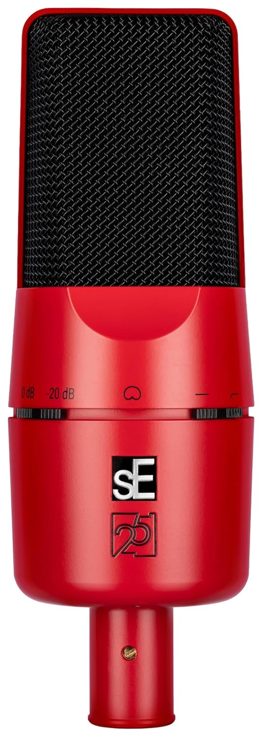 SE ELECTRONICS X1 A 2C Large Diaphragm Condenser Microphone with 100 Hz Filter & -20 dB Pad - XLR Condenser Mic for Singing & Instruments - Professional Studio Microphone for Recording (Red)
