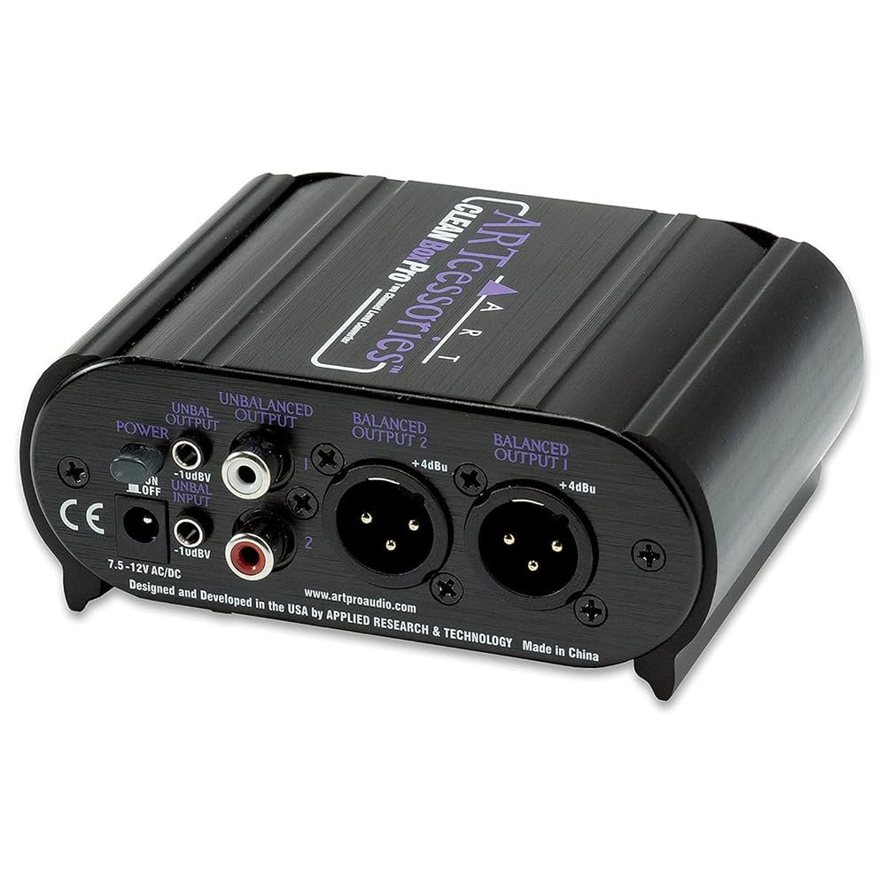 ART CLEANBox Pro Dual Channel Level Converter Bundle with 2x 3ft Pig Hog 8mm XLR Mic Cables & Polishing Cloth – Converts Between Consumer & Pro Line Levels, Balanced & Unbalanced Signals