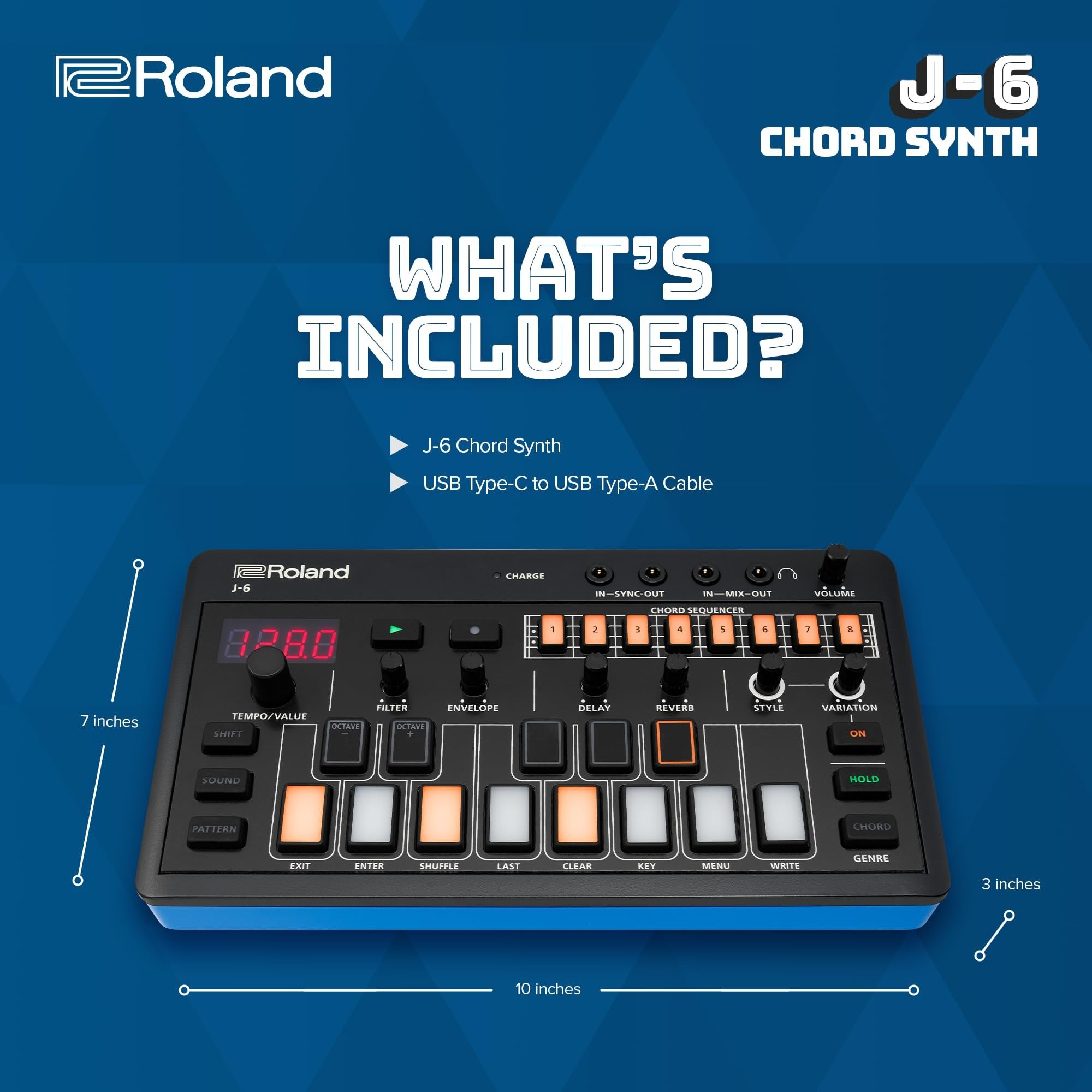 ROLAND AIRA Compact J-6 CHORD SYNTH | Portable song creation machine with professional Roland sound and features | JUNO-60 Synth Engine & Presets | Chord Sequencer | Effects,Black