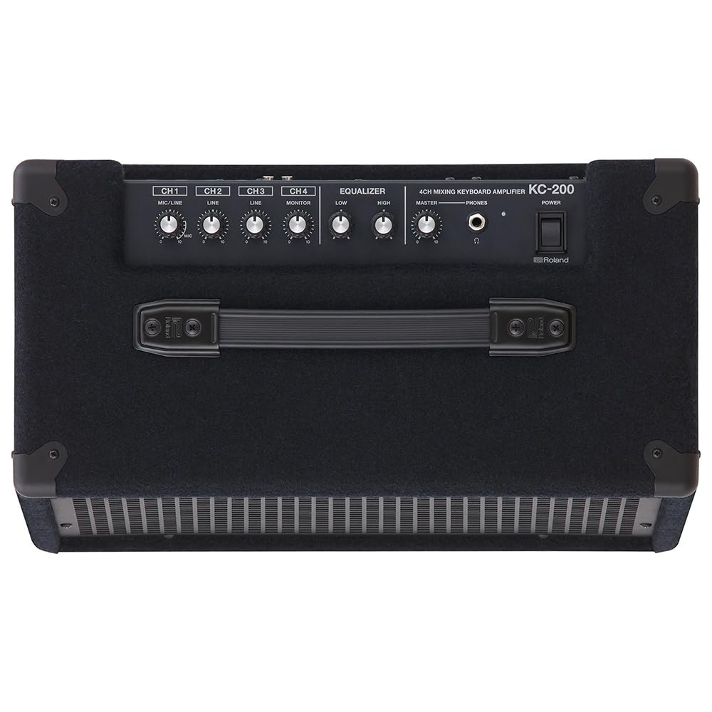 Roland KC-200 4-Channel Mixing Keyboard Amplifier 100-Watt Bundle with 25ft Pig Hog Speaker Cable & Polishing Cloth – Powerful Combo Amp with Sub Output, EQ, and Stereo Line Inputs