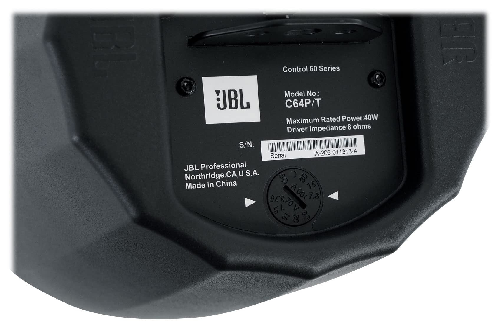 JBL Professional C64P/T Compact Full-Range Hanging Pendant Loudspeaker, Black, Sold as Pair