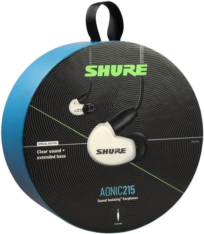Shure AONIC 215 Wired Earbuds – Sound-Isolating In-Ear, Detachable Cable, Compatible with Apple & Android