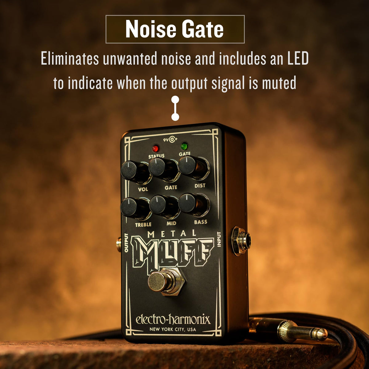 Electro-Harmonix Nano Metal Muff, Black, NANO METAL MUFF - Electric Guitar Distortion with Noise Gate Pedal
