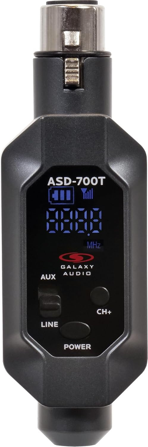 Galaxy Audio ASD-700 Digital UHF Wireless in-Ear Monitoring System - Single Pack, B6 - Plug-in Transmitter, 15 Channels, Bodypack Receiver, Earbud Set - B6, 571-585MHz