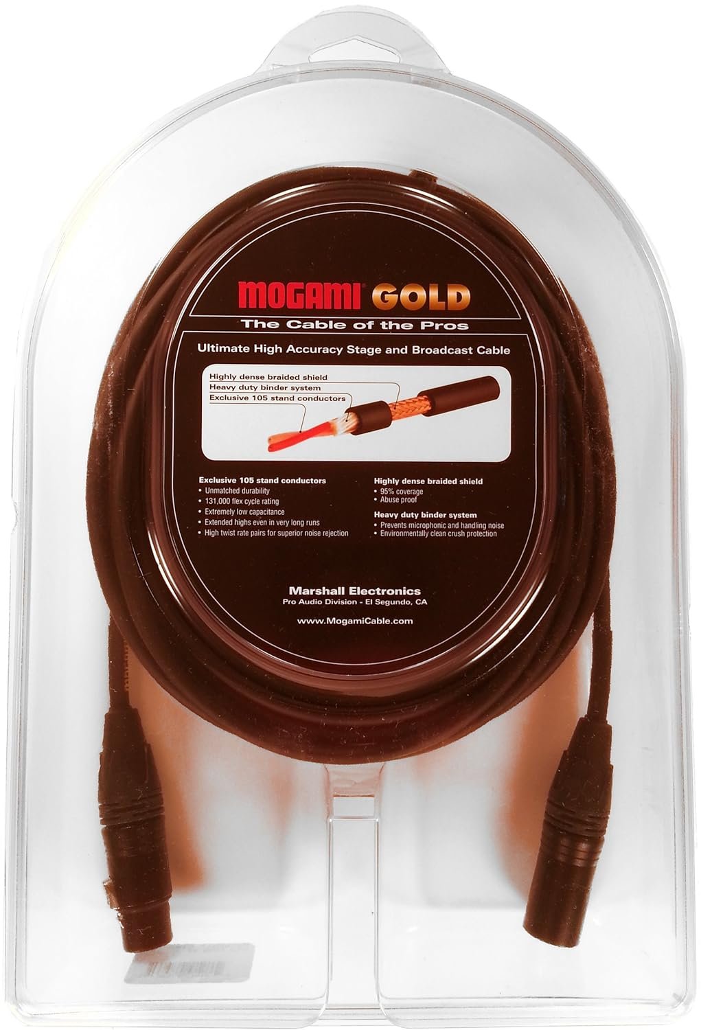 Mogami Gold STAGE Series XLR Microphone Cable, 3-Pin, XLR-F to XLR-M