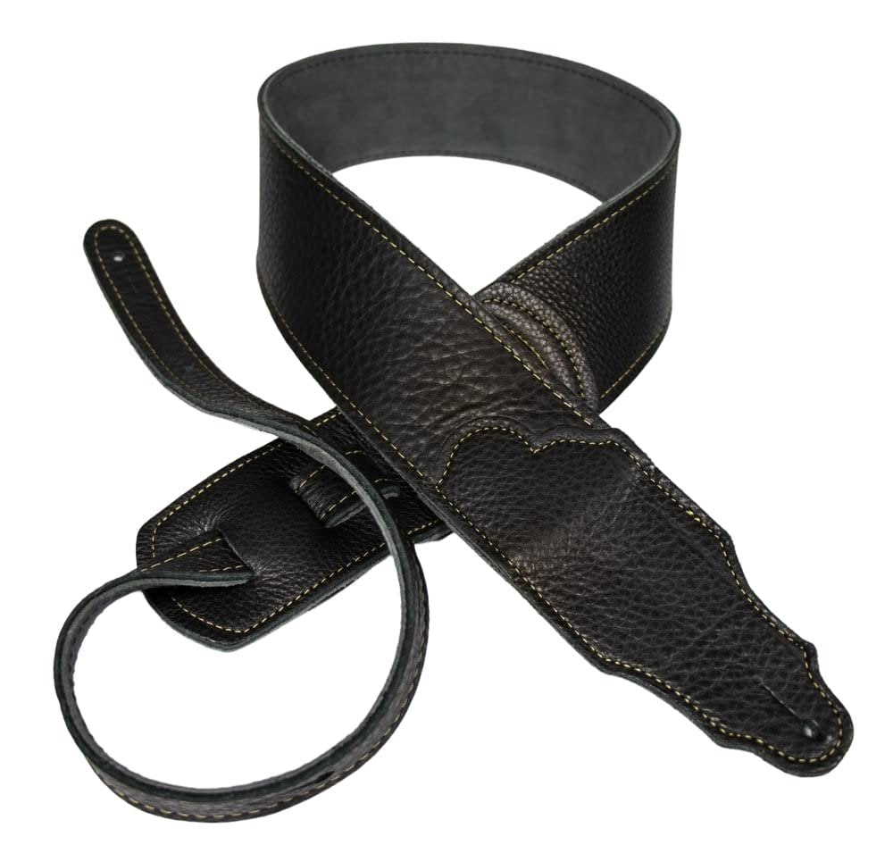 Franklin Strap Original Black Glove Leather with Suede Backing Guitar Strap