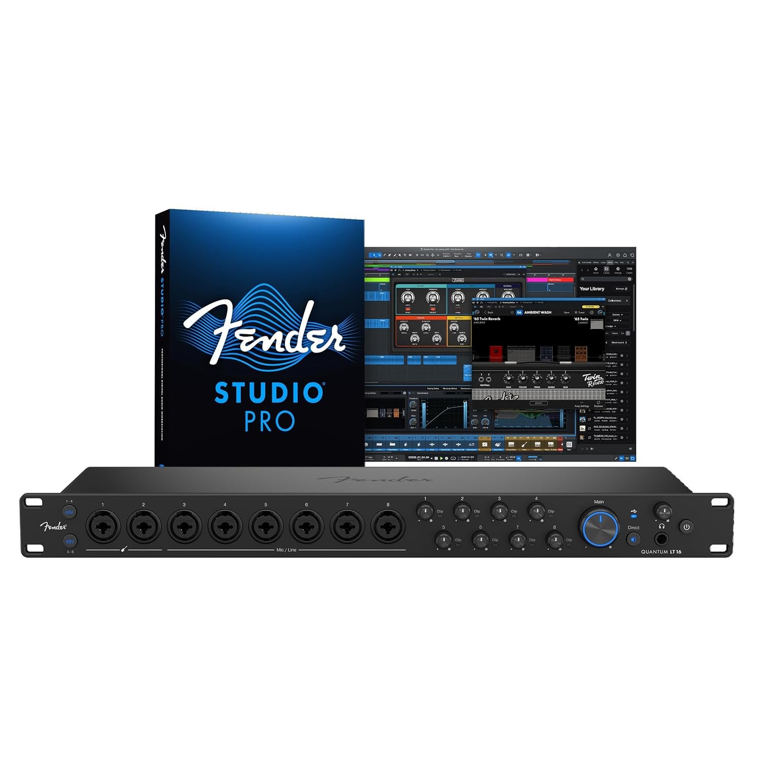Fender Quantum LT 16 | 16-in 8-out USB-C Audio Interface for Music Production, Eight MAX-HD Mic Preamps, 14 Line Inputs, Low-Latency Drivers, Loopback, Balanced Outputs, Headphone Amp, Mac & PC