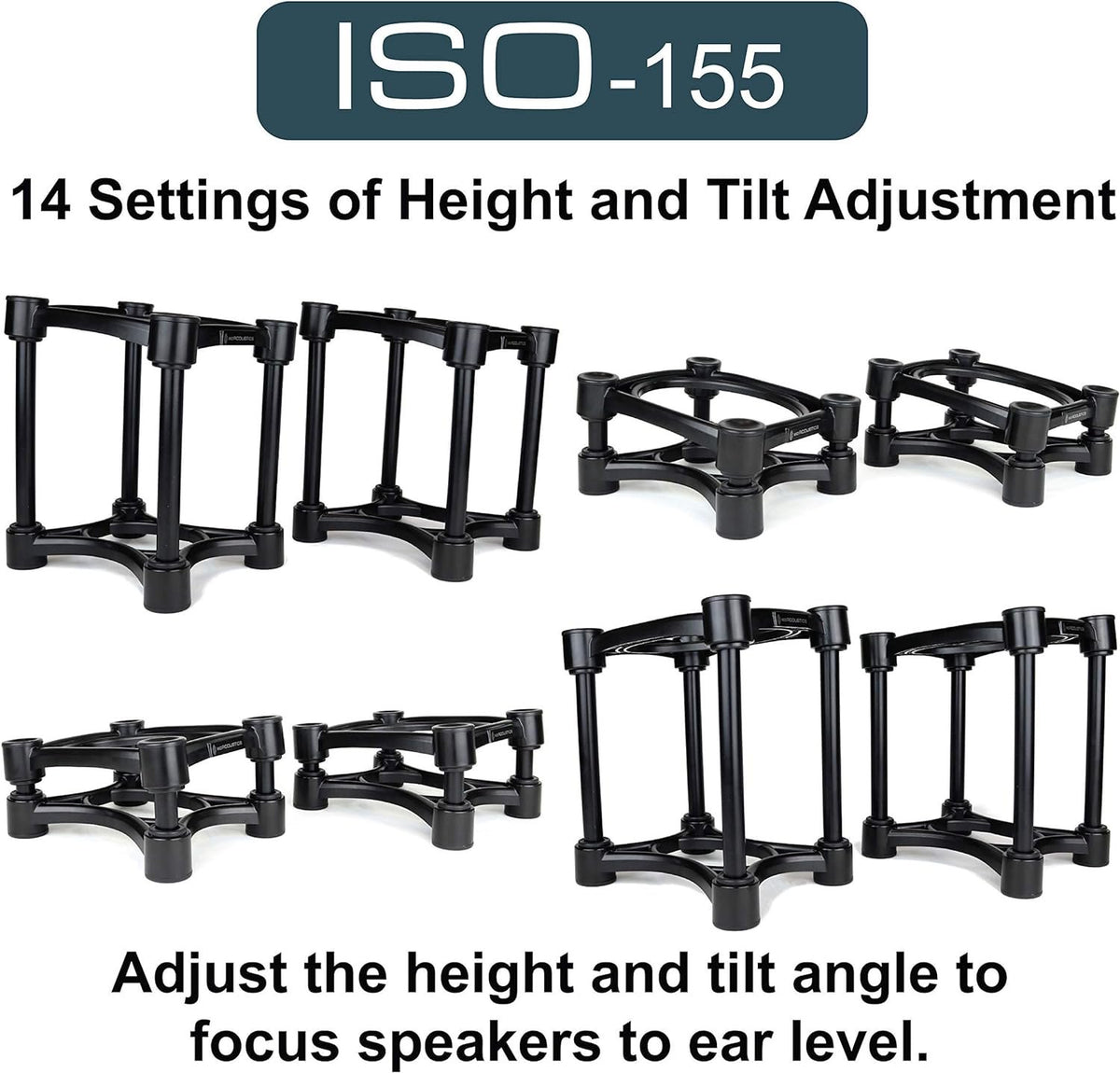 IsoAcoustics ISO-Stand Series Speaker Isolation Stands – Height & Tilt Adjustable, Pair