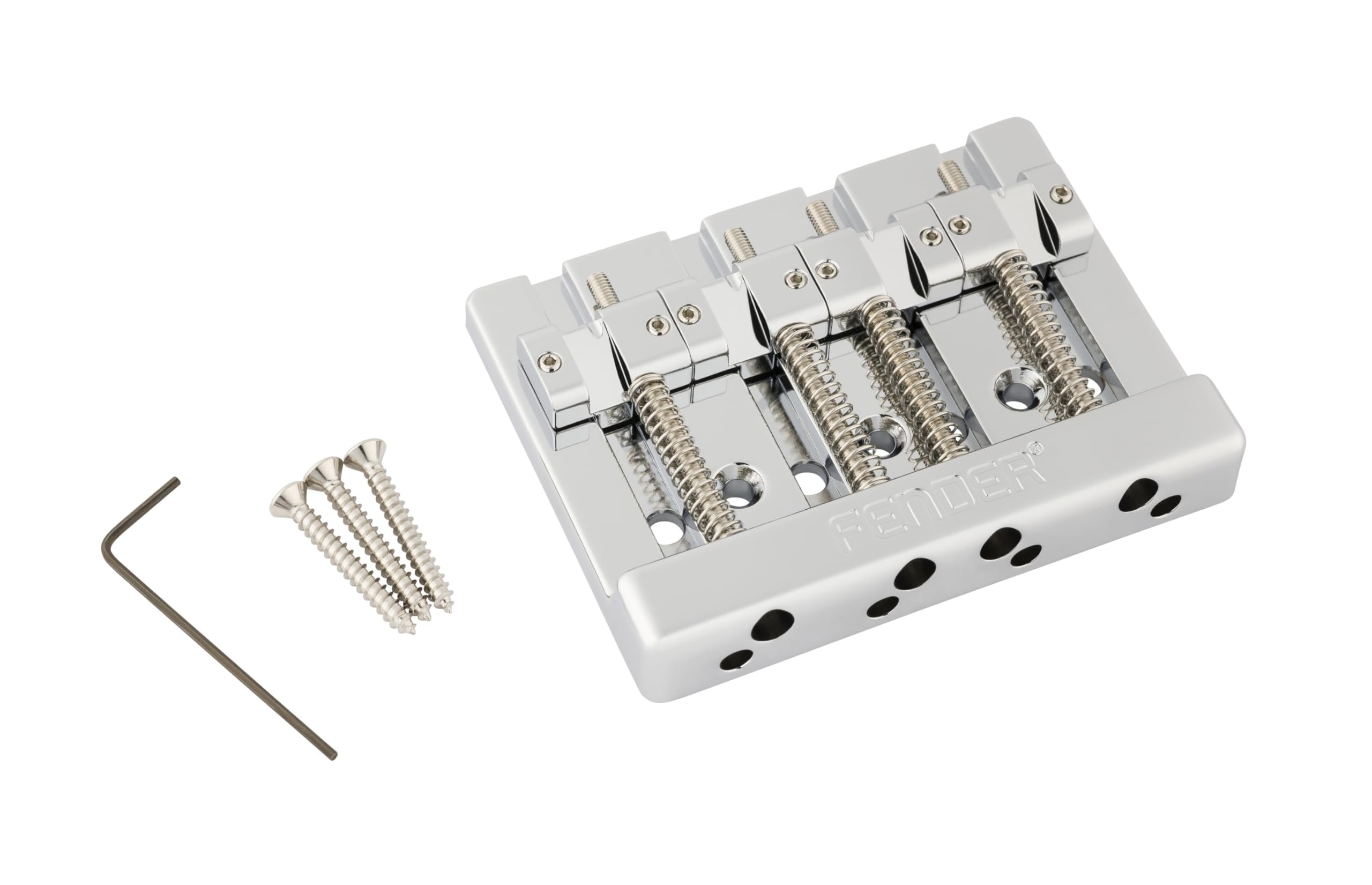 Fender HiMass String-Through 4-String Bass Bridge Assembly With Brass Saddles, Chrome