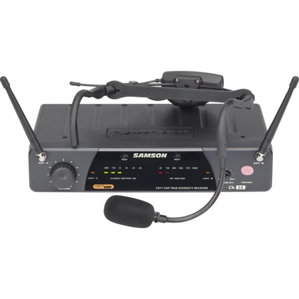 Samson Airline 77 AH7 Fitness Headset Wireless System Channel K3 (492.425 MHz) Bundle with 5 Windscreens and Polishing Cloth – Fitness Instructor Microphone Headset System