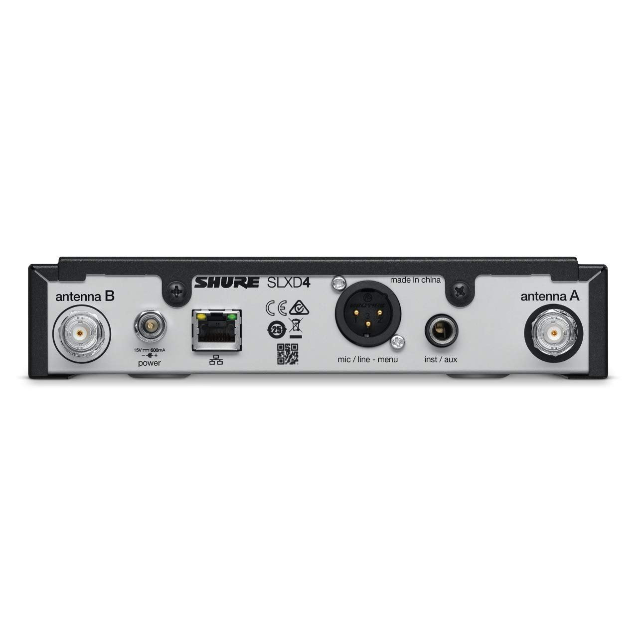 Shure SLXD4 Single Channel Receiver - for use with SLX-D Digital Wireless Microphone Systems, Transmitter Sold Separately | H55 Band (SLXD4=-H55)