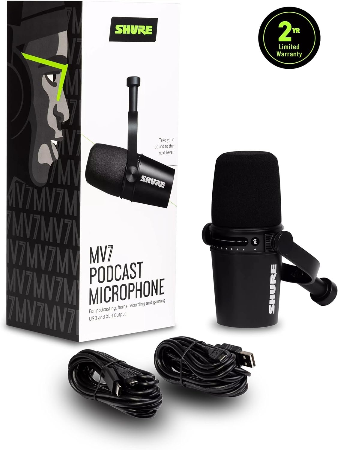 Shure MV7 USB Podcast Microphone - Silver