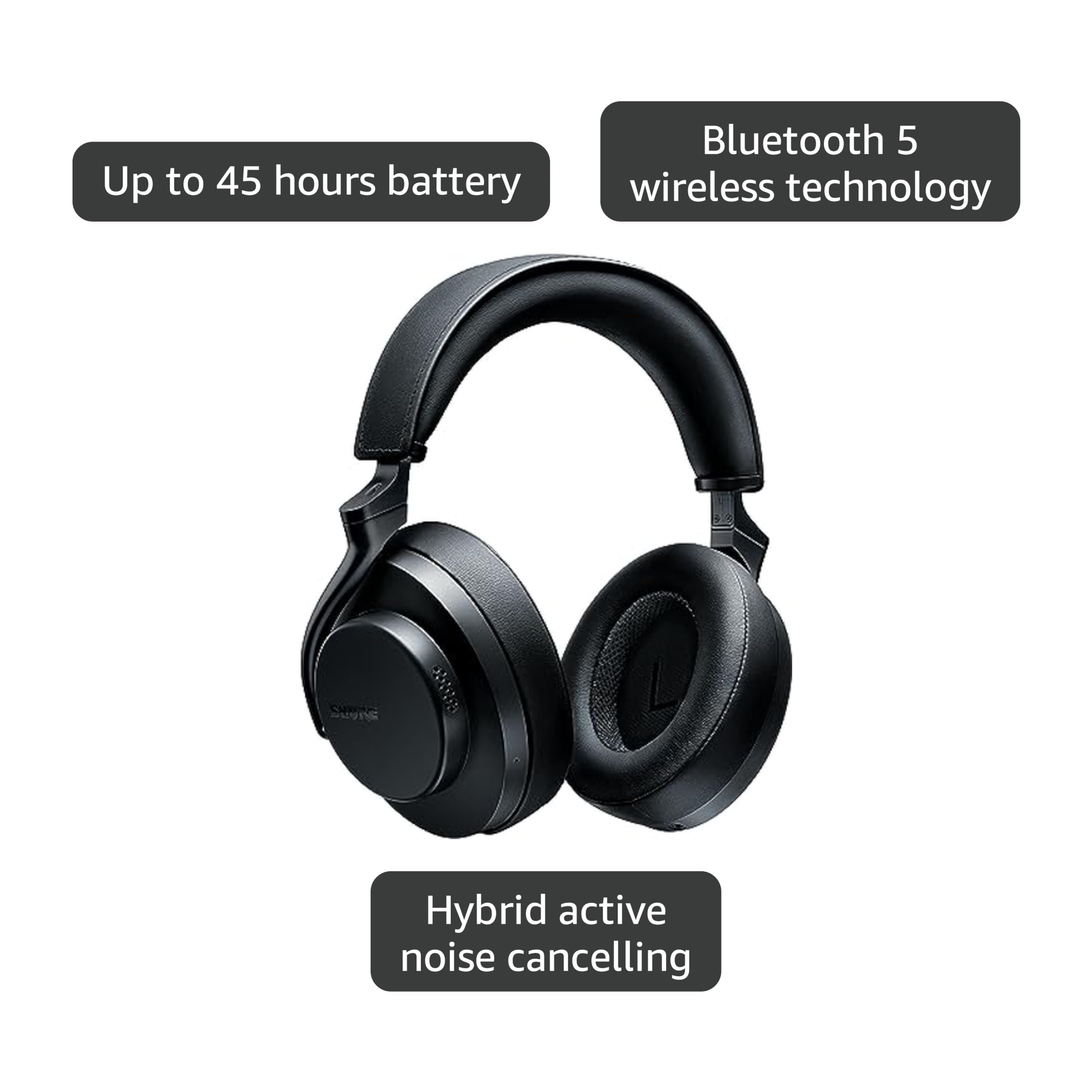 Shure AONIC 50 Gen 2 Wireless Noise Cancelling Headphones, Premium Studio Sound, Bluetooth 5, Customizable EQ, 45-Hour Battery, Over-Ear, Black