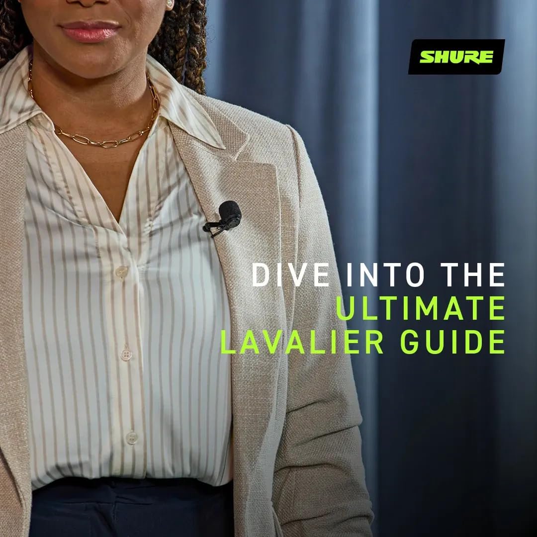 Shure WL184M Professional Low-Profile Lavalier Microphone - Supercardioid Condenser Lav Mic with TA4F Termination, includes Pouch, Tie Clip & Snap-Fit Windscreen - White (WL184MW/S-TQG)