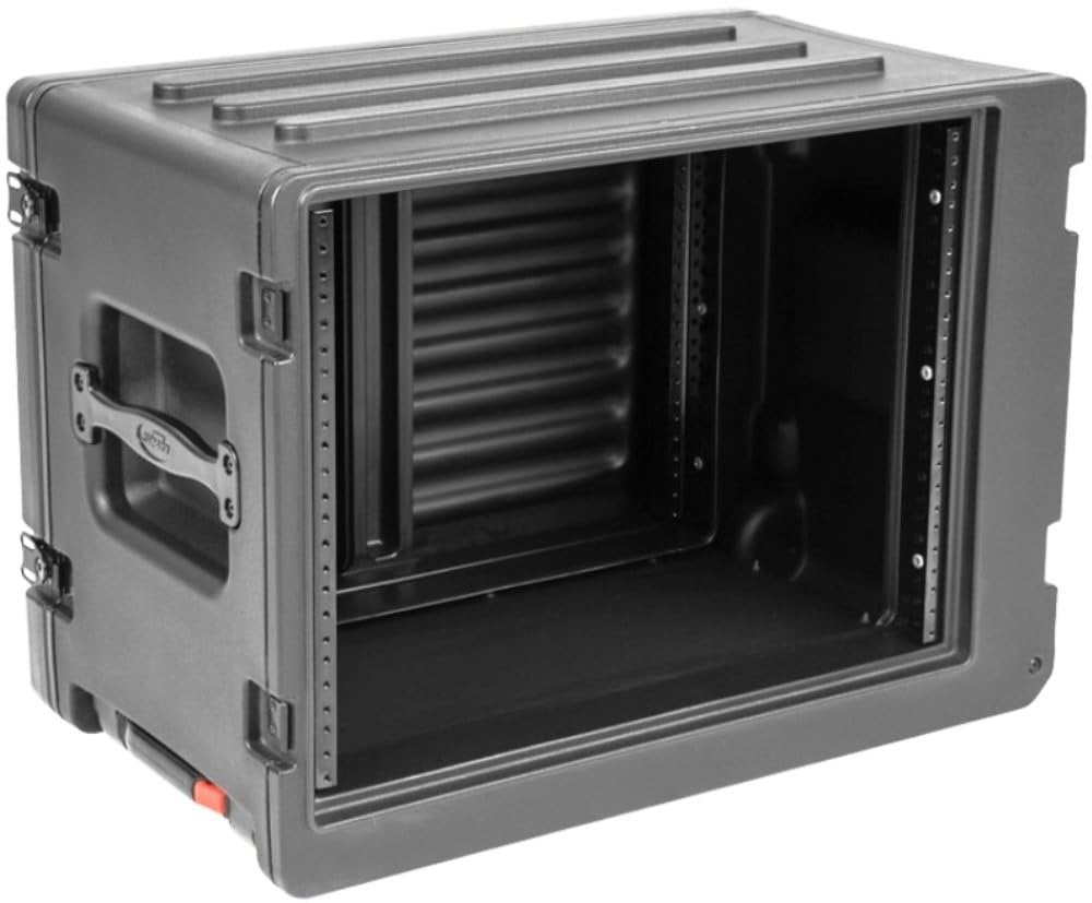 SKB rSeries Shallow Rolling Rack Roto-molded Case - 8U