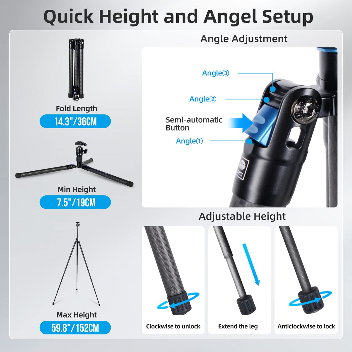 SIRUI AT-125 Carbon Fiber Travel Tripod with Ball Head