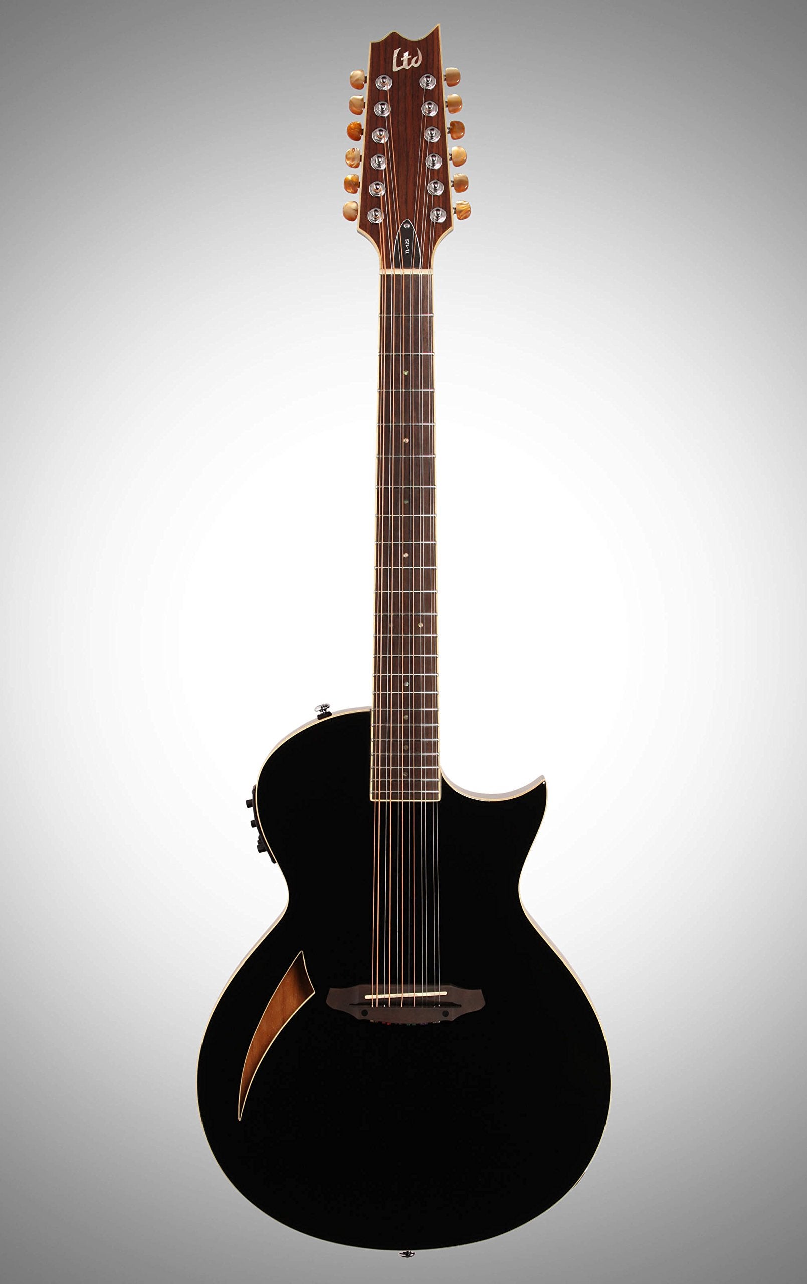 ESP LTD TL-12 Thinline 12-String Acoustic Electric Guitar, Black